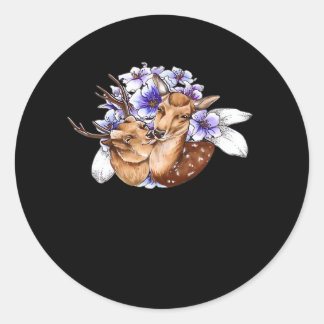 Oh Deer Ren Minimalistisk Stil  Runt Klistermärke