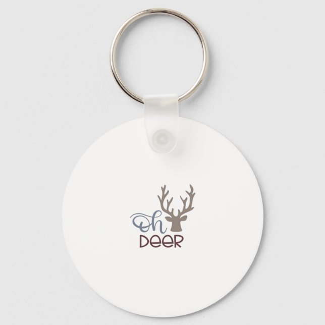 Oh Deer Retro Classic Design Keychain Nyckelring (Framsida)