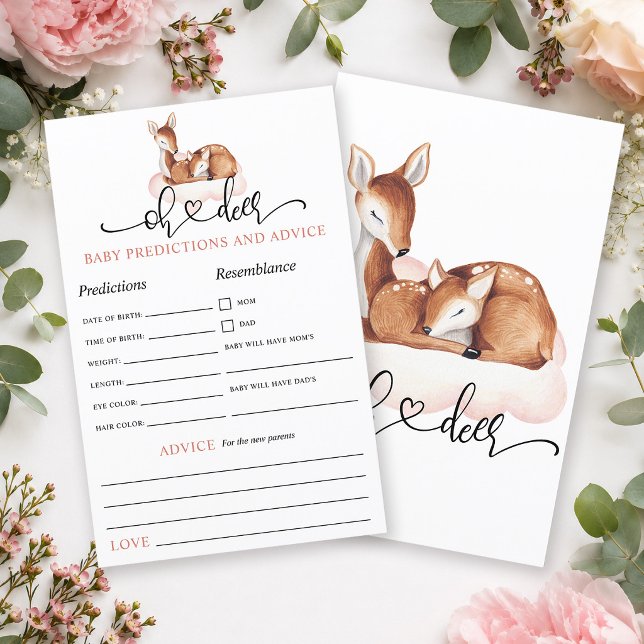 Oh Deer Rosa Skogs Baby Förutsägelser & Råd (Get wisdom from your loved ones with this elegant Oh Deer baby predictions and advice game.)