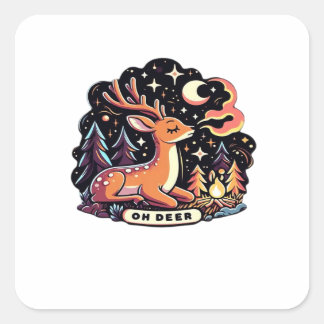 Oh Deer Samtidig Grafisk Vibe Fyrkantigt Klistermärke
