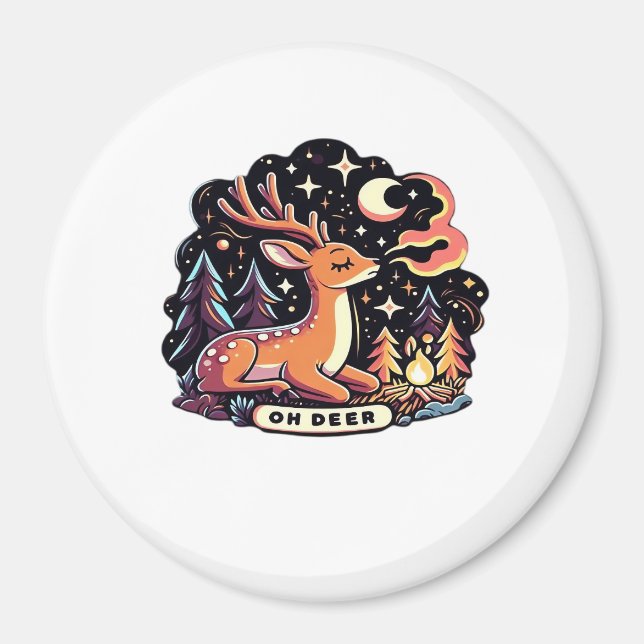 Oh Deer Samtidig Grafisk Vibe  Magnet (Framsidan)