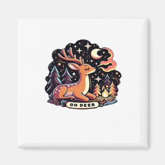 Oh Deer Samtidigt Grafiskt Vibe Magnet