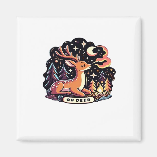 Oh Deer Samtidigt Grafiskt Vibe  Magnet (Framsidan)