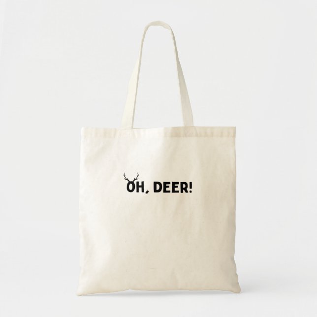 Oh Deer Simple Aesthetic Tote Bag Tygkasse (Framsidan)