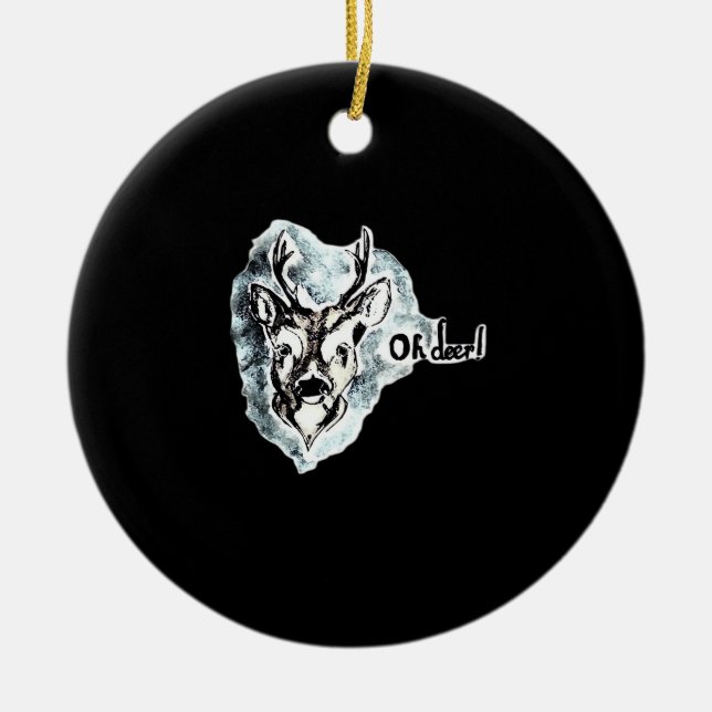 Oh Deer Trendig Modern Stil Julgransprydnad Keramik (Framsidan)