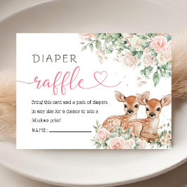 Oh Deer Twin Girls Baby Shower Diaper Raffle  Tilläggskort