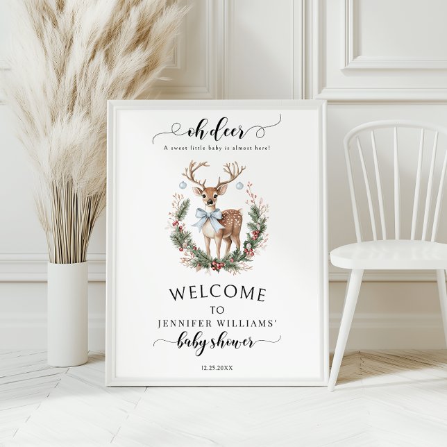 Oh Deer Vinter Baby Pojke Shower Välkomstskylt Aff Poster (Skapare uppladdad)