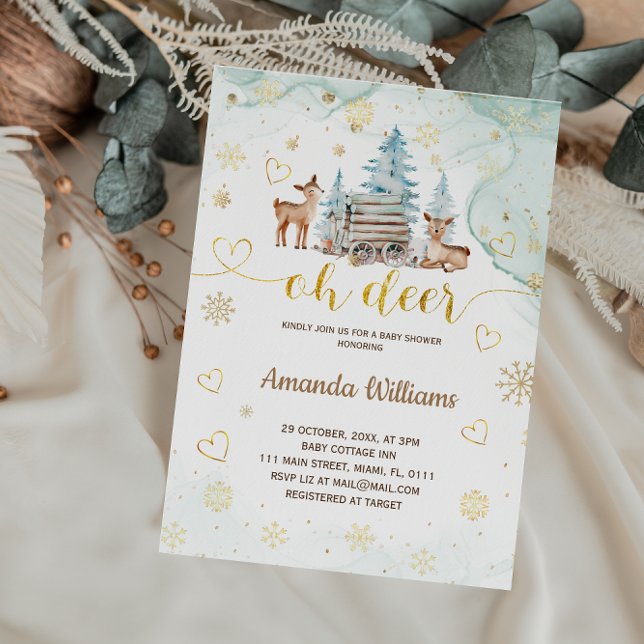 Oh Deer Vinter Baby Shower Inbjudningar (Skapare uppladdad)