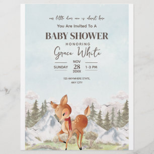  Oh Deer vinter Baby Shower Skogstema Baby Shower  Reklamblad