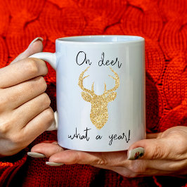 Oh Deer, What A Year! Funny Christmas Holiday Kaffemugg