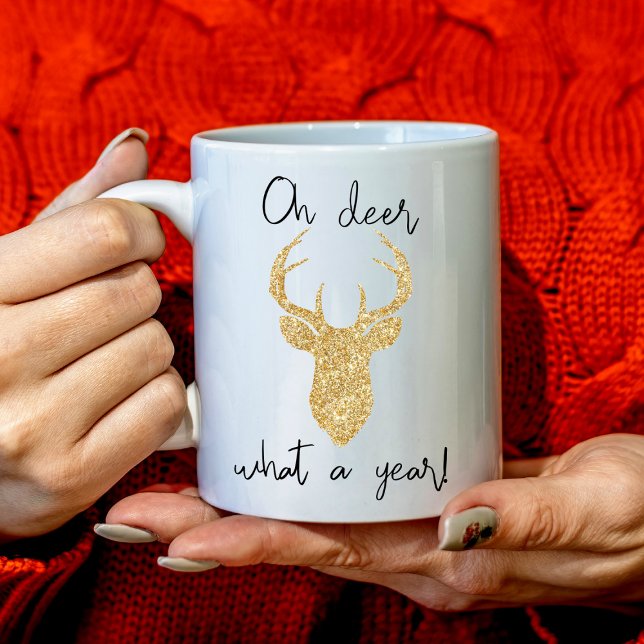 Oh Deer, What A Year! Funny Christmas Holiday Kaffemugg (Skapare uppladdad)