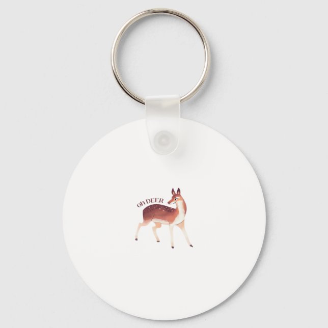 Oh Deer Whimsical Creative Design Keychain Nyckelring (Framsida)