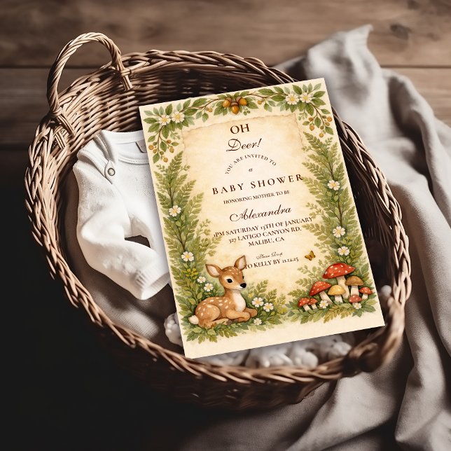 Oh Deer Woodland Baby Shower Inbjudningar (Skapare uppladdad)