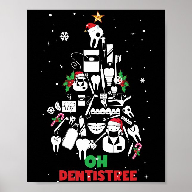 Oh Dentistree Dentist Dental Teeth Julgran Poster (Framsidan)