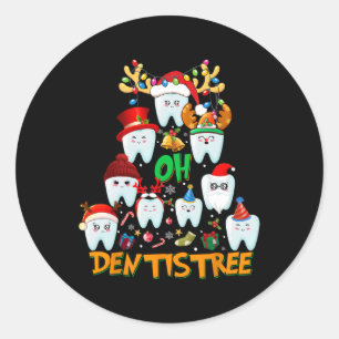 Oh Dentistree Roligt Julgran Dental Hygiene Xm Runt Klistermärke