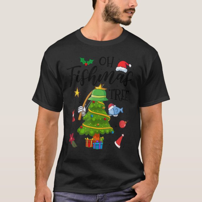 Oh Fishmas Träd Fisherman jul Julafton 2 T Shirt (Framsida)