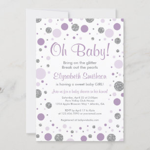Oh Flicka, Baby Shower-inbjudan, Faux Glitter Inbjudningar