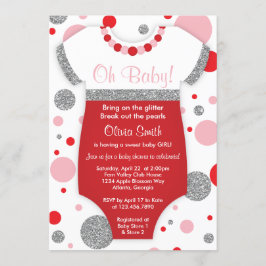 Oh Flicka, Baby Shower-inbjudan, Faux Glitter Inbjudningar