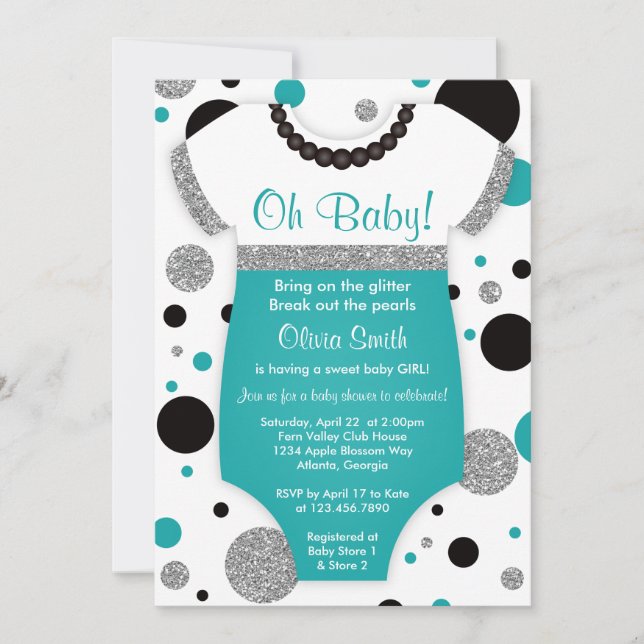 Oh Flicka, Baby Shower-inbjudan, Faux Glitter Inbjudningar (Framsida)