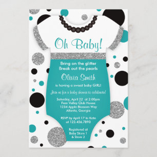 Oh Flicka, Baby Shower-inbjudan, Faux Glitter Inbjudningar
