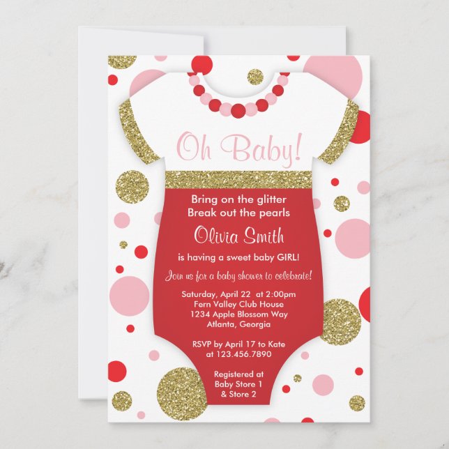 Oh Flicka, Baby Shower-inbjudan, Faux Glitter Inbjudningar (Framsida)