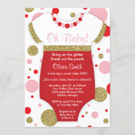Oh Flicka, Baby Shower-inbjudan, Faux Glitter Inbjudningar