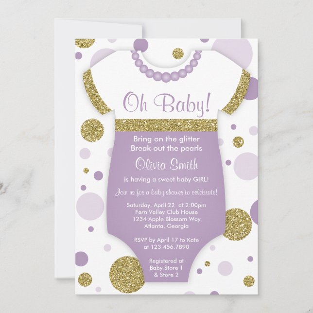 Oh Flicka, Baby Shower-inbjudan, Faux Guld Inbjudningar (Framsida)