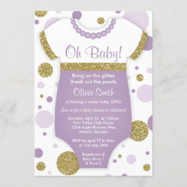 Oh Flicka, Baby Shower-inbjudan, Faux Guld Inbjudningar