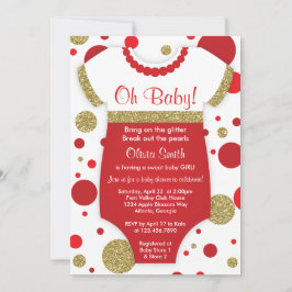 Oh Flicka, Baby Shower-inbjudan, Faux Guld Inbjudningar