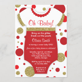 Oh Flicka, Baby Shower-inbjudan, Faux Guld Inbjudningar