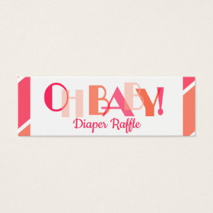 Oh Flicka Coral Modern Typography Diaper Raffle Litet Visitkort