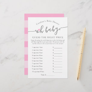 Oh Flicka gissar Pris Rosa Baby Shower Game