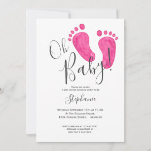 Oh Flicka Rosa Baby Feet Baby Shower Inbjudningar