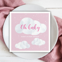 Oh Flicka Rosa Clouds Himlar Stars Baby Shower Pappersservett