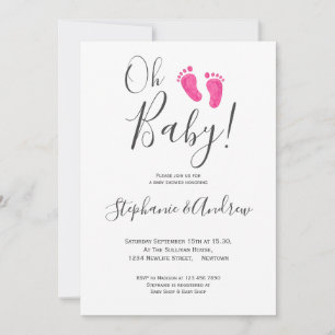 Oh Flicka Rosa Feet Par Baby Shower Inbjudningar