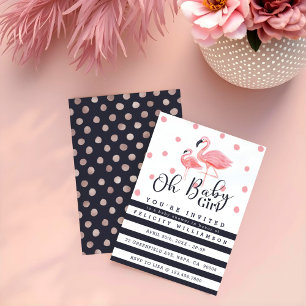 Oh Flicka Rosa Flamingo Baby Shower-inbjudan Inbjudningar