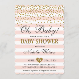 Oh Flicka Rosa Guld Baby Shower-inbjudan Inbjudningar