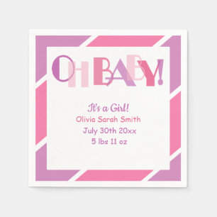 Oh Flicka Rosa Typography Modern Baby Shower Pappersservett