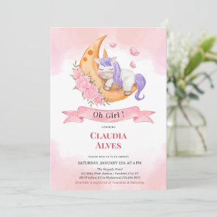 Oh Flicka Unicorn Shower-inbjudan Inbjudningar