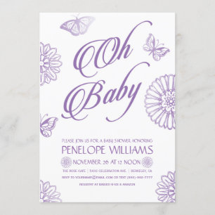 Oh för baby showerinbjudningar   för baby   lilor inbjudningar