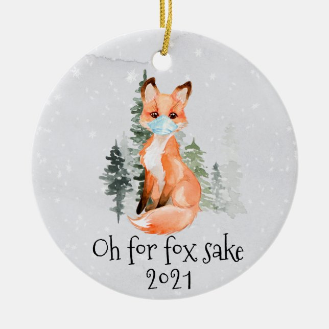 OH for Fox Sake 2021 Ansikte Mask jul Julgransprydnad Keramik (Framsidan)