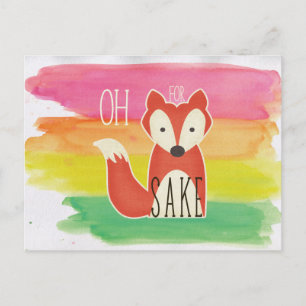Oh for Fox Sake Watercolor Rand Vykort