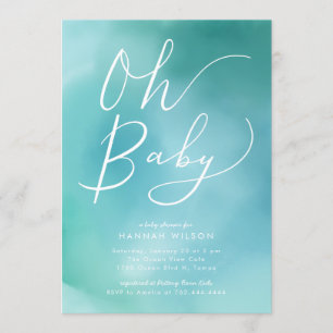 Oh för krickablått för baby modern baby shower för inbjudningar