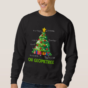 Oh Geometree Geometry Julgran Math Teacher Lång Ärmad Tröja