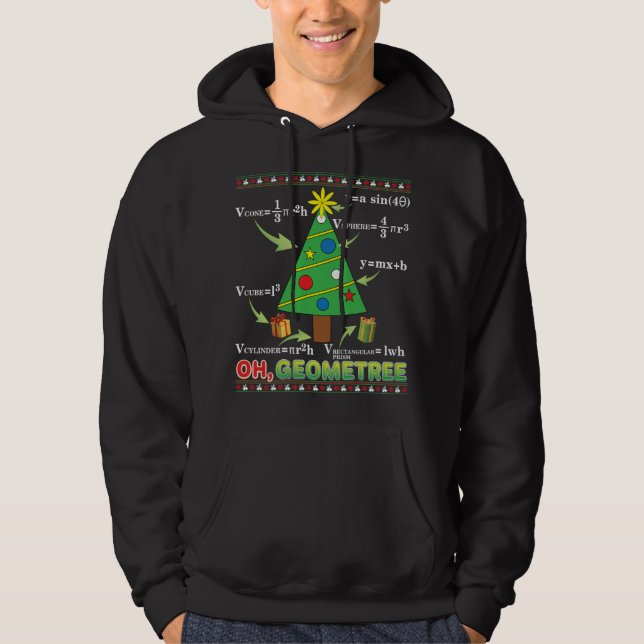 Oh Geometree Geometry Math Teacher Julgran Hoodie (Framsida)