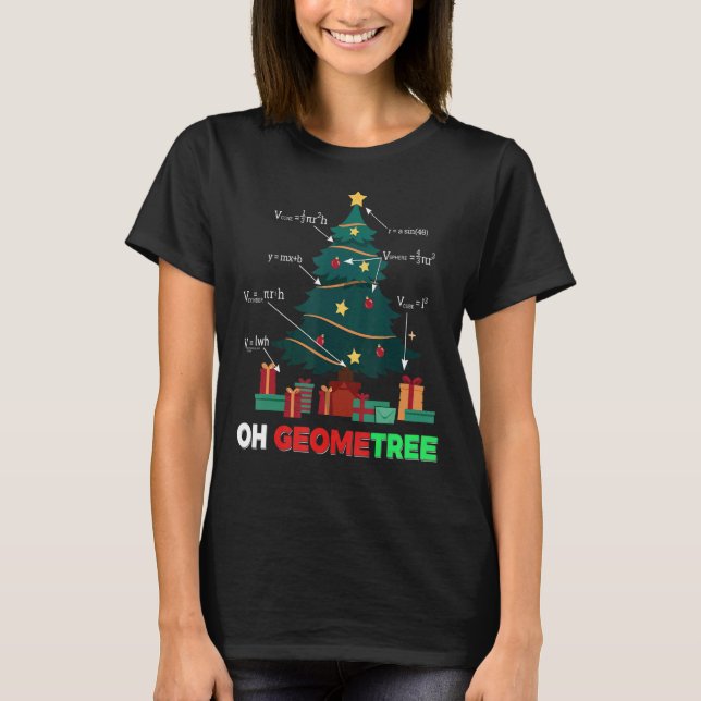 Oh Geometree Julgran Presenter Arithmetic T Shirt (Framsida)
