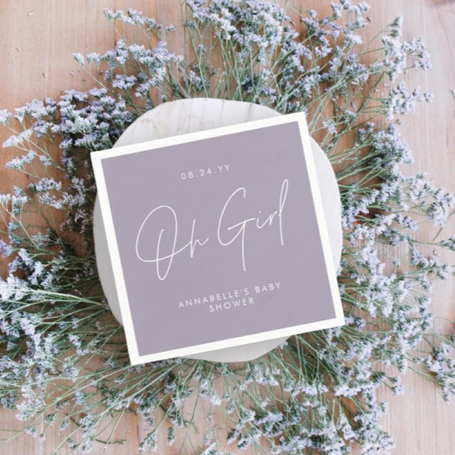 oh girl Baby dusch-skript, lilac lila elegant Pappersservett (Skapare uppladdad)