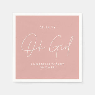 oh girl Baby dusch-skript rosa elegant Pappersservett