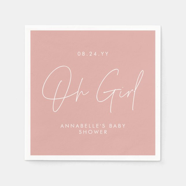 oh girl Baby dusch-skript rosa elegant Pappersservett (Framsidan)