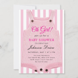Oh Girl Baby Shower – Barnkläder Tema Inbjudningar
